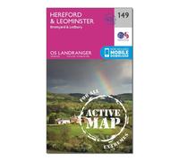 Ordnance Survey Landranger Active 149 Hereford & Leominster, Bromyard & Ledbury Map With Digital Version, Pink One Size