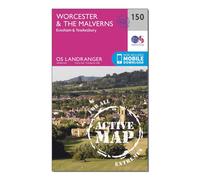 Ordnance Survey Landranger Active 150 Worcester & The Malverns, Evesham & Tewkesbury Map With Digital Version, Pink One Size