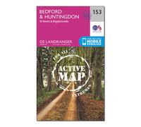 Ordnance Survey Landranger Active 153 Bedford, Huntingdon, St. Neots & Biggleswade Map With Digital Version, Pink One Size