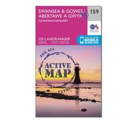 Ordnance Survey Landranger Active 159 Swansea & Gower, Carmarthen Map With Digital Version, Pink One Size