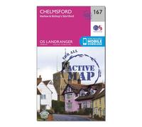 Ordnance Survey Landranger Active 167 Chelmsford, Harlow & Bishop's Stortford Map With Digital Version - Pink, Pink