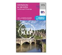 Ordnance Survey Landranger Active 173 Swindon, Devizes, Marlborough & Trowbridge Map With Digital Version - Pink, Pink