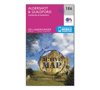 Ordnance Survey Landranger Active 186 Aldershot & Guildford, Camberley & Haslemere Map With Digital Version, Pink One Size