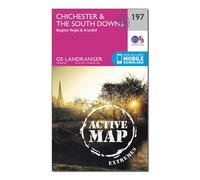Ordnance Survey Landranger Active 197 Chichester & The South Downs Map With Digital Version, Pink One Size