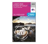 Ordnance Survey Landranger Active 203 Land's End, Isles of Scilly, St Ives & Lizard Point Map With Digital Version, Pink One Size