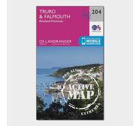 Ordnance Survey Landranger Active 204 Truro, Falmouth & Roseland Peninsula Map With Digital Version, Pink One Size