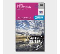 Ordnance Survey Landranger Active 28 Elgin, Dufftown, Buckie & Keith Map With Digital Version - Pink, Pink