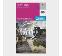 Ordnance Survey Landranger Active 3 Shetland Sullom Voe & Whalsay Map With Digital Version - Pink, Pink