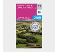 Ordnance Survey Landranger Active 98 Wensleydale & Upper Wharfedale Map With Digital Version, Pink One Size