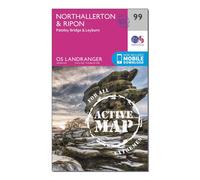 Ordnance Survey Landranger Active 99 Northallerton & Ripon, Pateley Bridge & Leyburn Map With Digital Version - Pink, Pink