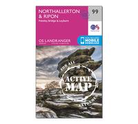 Ordnance Survey Landranger Active 99 Northallerton & Ripon, Pateley Bridge & Leyburn Map With Digital Version, Pink One Size