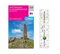 Ordnance Survey Landranger Map 129 ~ Nottingham & Loughborough (Folded Paper Version) with free distance ruler