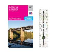 Ordnance Survey Landranger Map 187 ~ Dorking, Reigate & Crawley (Folded Paper Version) with free distance ruler