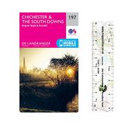 Ordnance Survey Landranger Map 197 ~ Chichester & the South Downs (Folded Paper Version) with free distance ruler