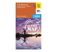 Ordnance Survey OL 40 Explorer The Broads Active Map, Orange One Size