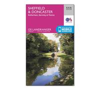 Ordnance Survey OS Landranger 111 Sheffield & Doncaster, Rotherham, Barnsley & Thorne Map, Pink One Size
