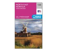 Ordnance Survey OS Landranger 133 North East Norfolk, Cromer & Wroxham Map, Pink One Size