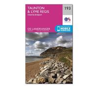 Ordnance Survey OS Landranger 193 Taunton & Lyme Regis, Chard & Bridport Map, Pink One Size