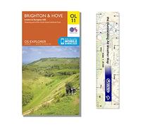 Ordnance Survey Pack - Explorer Map 122 ~ Brighton & Hove plus scale ruler