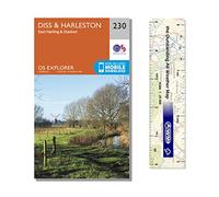 Ordnance Survey Pack - Explorer Map 230 ~ Diss & Harleston, East Harling & Stanton plus scale ruler