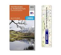 Ordnance Survey Pack - Explorer Map 303 ~ Whitehaven & Workington, St Bees Head plus scale ruler