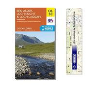 Ordnance Survey Pack - Explorer Map 393 ~ Ben Alder, Loch Ericht & Loch Laggan plus scale ruler