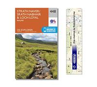 Ordnance Survey Pack - Explorer Map 448 ~ Strath Naver / Strath Nabhair & Loch Loyal plus scale ruler