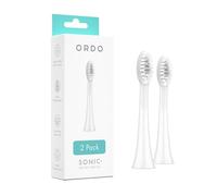 ORDO Replacement Toothbrush Heads for Sonic+ Electric Toothbrushes for Teeth Cleaning, Plaque Removal, Silicone Polishing, and Deep Clean, Adults, White (Pack of 2)