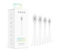 Ordo Replacement Sonic Toothbrush Heads with Pulse Technology for Teeth Cleaning, Plaque Removal, Silicone Polishing, Deep Clean Bristles, Adults, Pack of 4, White Silver
