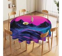 ORDOBO 3D Printed Tablecloth - Moon Mountain Fashion Table Protect Cover Waterproof Wipeable For Kitchen Dinner Garden Dining Home Decoration 152X152Cm