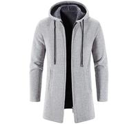 ORDOBO Men's Cardigan Sweater - Autumn Winter Men Hooded Knitted Sweater Coat Warm Thick Jacket Outdoor Knit Tops Outerwear Streetwear Simple Solid Color,Grey,M