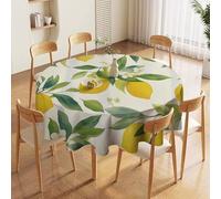 ORDOBO Round Table Cover -Fruit Lemon Fashion Tablecloth Protector 3D Print Wipeable Outdoor Table Cover For Kitchen Dining Home Decoration 177X177Cm