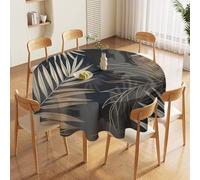 ORDOBO Round Table Cover -Leaf Pattern Fashion Tablecloth Protector 3D Print Wipeable Outdoor Table Cover For Kitchen Dining Home Decoration 91X91Cm