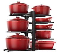 ORDORA Pots and Pans Organizer: Rack for Cabinet, 8-Tier Heavy Duty 120LBS Pots Pans Organizer Rack under Cabinet Adjustable for Dutch Ovens, Cast-iron Pans, Heavy Skillets Griddles, Shallow Pots
