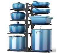 ORDORA Pots and Pans Organizer: under Cabinet, 20.8" Height Heavy Duty 120LBS Pots Pans Organizer Rack for under Cabinet 8-Tier Adjustable for Big Stockpots, Dutch Oven, Cast-iron Pans, Heavy Cookware