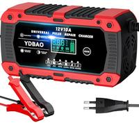 Ordriv 10 Amp Car Battery Charger 12V/24V Smart Maintainer with Pulse Repair, Lithium/Lead-Acid Compatible, 180W High Power, Temp Compensation, Multi-Protection