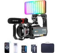 ORDRO 4K Video Camera Camcorder AC5 Plus Vlog Camera with 12X Optical Zoom &120X Intelligent Zoom Vlog Camera for YouTube with Mic,LED RGB Light Wide Angle Lens Handheld Holder 2 Batteries