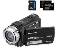 ORDRO Camcorder Night Vision Video Camera YouTube Vlogging Camera Recorder Full HD 1080P 15FPS 30MP 3.0 Inch 270 Degree Rotation LCD 16X Digital Zoom Camcorder with 2 Batteries and 16GB SD Card