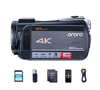 ORDRO Video Camera 4K Livestream Camcorder HDR-AC5 12X Optical Zoom Video Recorder 3.1'' IPS Touchscreen Live Broadcast Camcorder with 6.5ft USB Livestreaming Cable and 64GB Memory Card