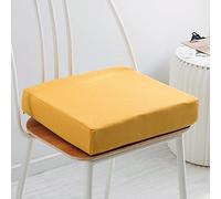 OREAMY Memory Foam Chair Pad, 5/8cm Thick, 40x40cm, Yellow, Non Slip, Zippered, Cotton/Linen Blend, Dining/Garden/Office Chair Cushion