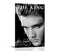 OREAUORN Elvis Presley The King Poster Wall Art Canvas Cover Aesthetic Vintage Poster Decorative Painting for Living Room Bed Room 12x18inch(30x45cm) Frame-style