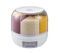Oreb 6 Grids Rice and Grain Storage Container, 360° Rotating Cereal Food Dispenser, Dry Food Sealed Grains Cans, Grain Storage Container Tank for Kitchen Beans, Rice (10kg)