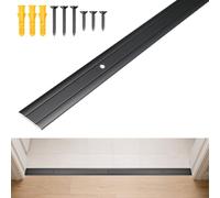 Orechic 35"L x 1.5"W Aluminum Floor Transition Strip, Metal Door Threshold | 0.1"high, Includes Screws and Expansion Anchors, Suitable for gaps between laminate flooring and hardwood floors.(Black)