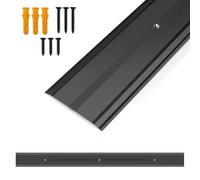 Orechic 36"L x 2.4"W Aluminum Floor Transition Strip Metal Door Threshold, 0.1"H Flat Profile for Carpet Vinyl Wood Tile Concrete Flooring Gaps, Modern Doorway Protector Decoration(Black,1pcs)