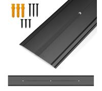 Orechic 36"L x 4"W Aluminum Floor Transition Strip Metal Door Threshold, 0.1"H Flat Profile for Carpet Vinyl Wood Tile Concrete Flooring Gaps, Modern Doorway Protector Decoration(Black,1pcs)
