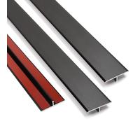 Orechic Metal Floor Transition Strips for Doorways, Self-Adhesive Aluminum T-Molding Floor Divider for Wood Tile Vinyl Laminate, Joining Flooring Gaps Seamless (3Pcs,36"x1.2",Black)