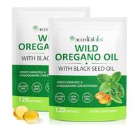 Oregano Oil Softgels - 2 in 1 Formula with Black Seed Oil | 6000mg High Strength Oregano Supplement + 200mg Black Seed | Standardised Carvacrol | Easy-to-Swallow | 120 Softgels 2 Pack