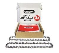 Oregon 2-Pack Chainsaw Chain 3/8" LP Pitch, .050" (1.3 mm) Gauge for 14" (35cm) Bar, 52 Drive Links - Low-kickback Replacement Saw Chain, Fits Husqvarna, Ryobi, Bosch, Einhell, Dolmar, Ferrex and more