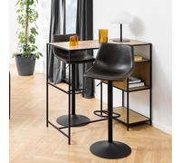 Oregon Barstool - Set of 2 - Black Faux Leather - Gas Lift - with Back