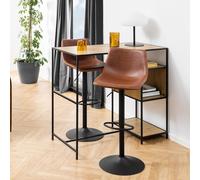 Oregon Barstool - Set of 2 - Tan Faux Leather - Gas Lift - with Back